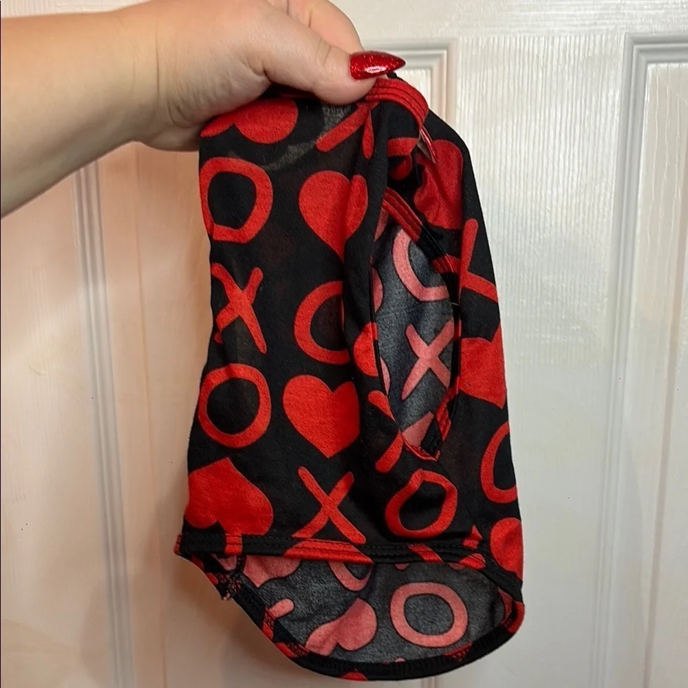 Black and Red XO Heart outfit for small dog